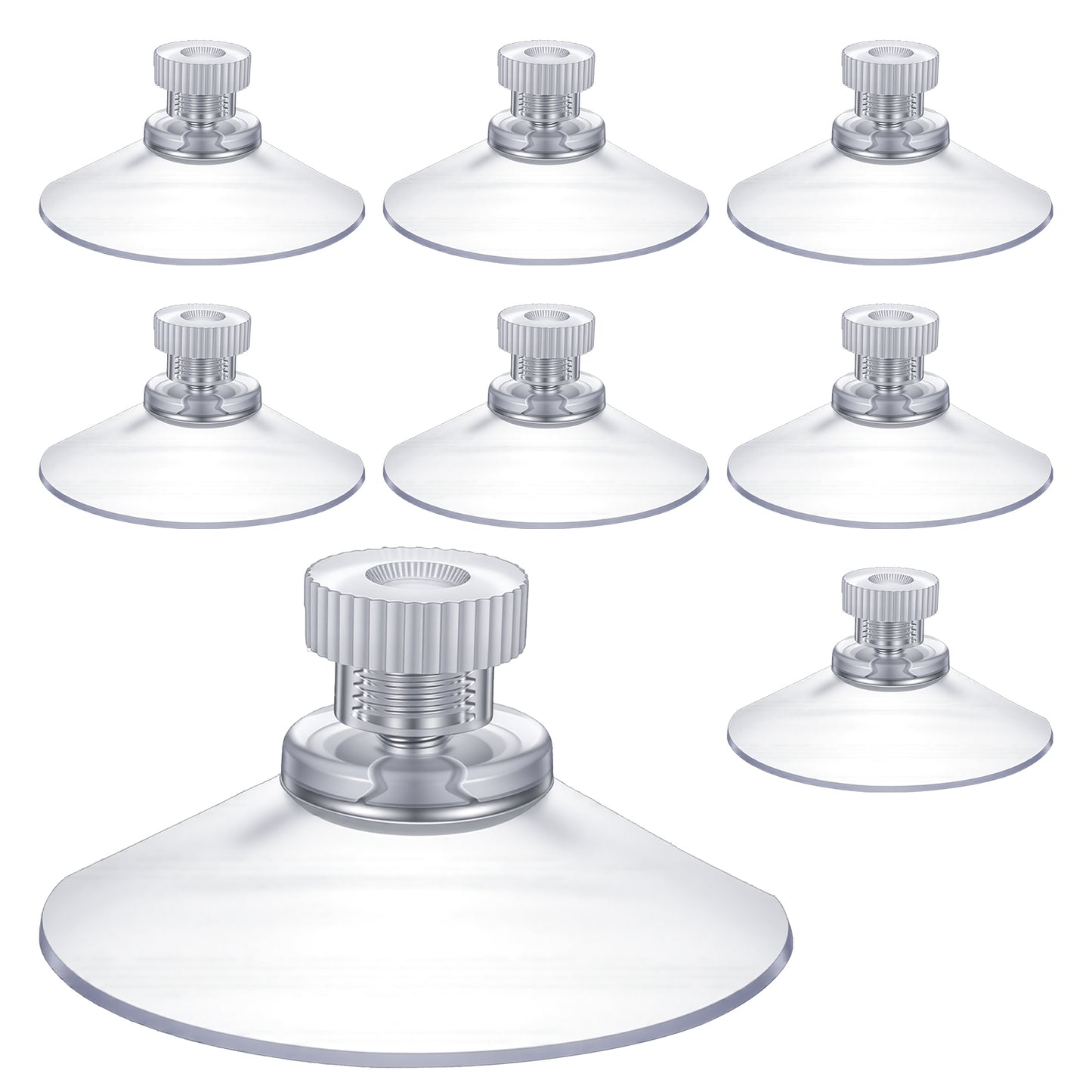 8 Pack Screw Window Suction Cups 41mm Clear PVC Suction Cup Holder with Screws Nut, Strong Adhesive Glass Suctions Sucker Pads Heavy Duty Suctions Cup for Bathroom Wall Window Car Shade License Plates