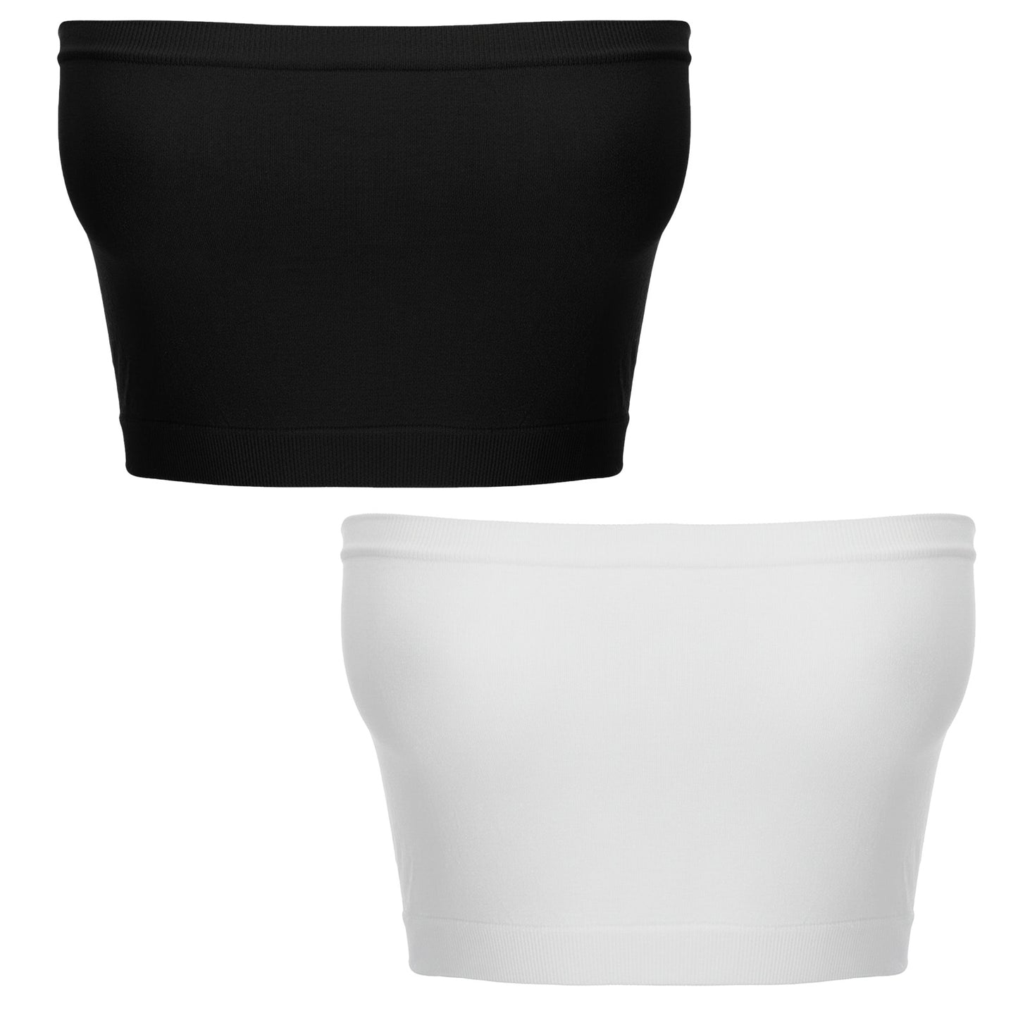 Ouligay 2PCS Womens Bandeau Top Strapless Tubes Non Padded Bralettes Casual Crop Top Sexy Going Out Strapless Tank Summer Stretchy Sports Bra Black and White