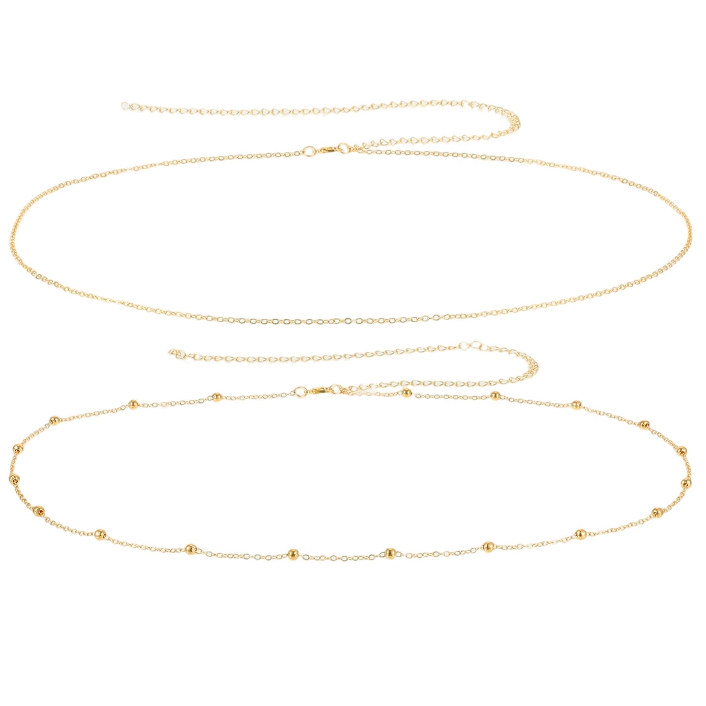 Nogeqi 2PCS Gold Belly Chain, Layered Waist Chains for Women