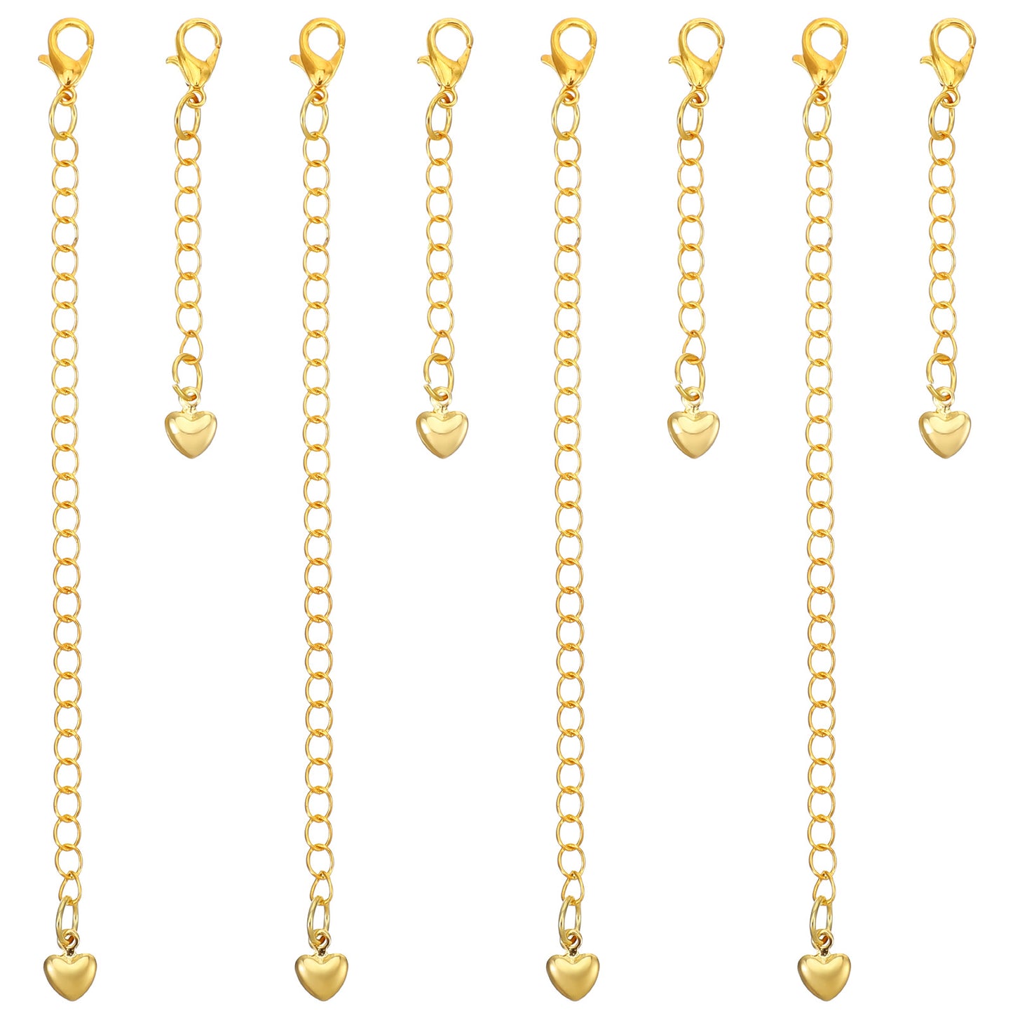 8 Pcs Necklace Extenders Gold Chain Extender for Bracelet Women 2 Sizes Jewelry Extenders for Necklaces Anklet Gold Plated Chain Extender for Women Jewelry Making