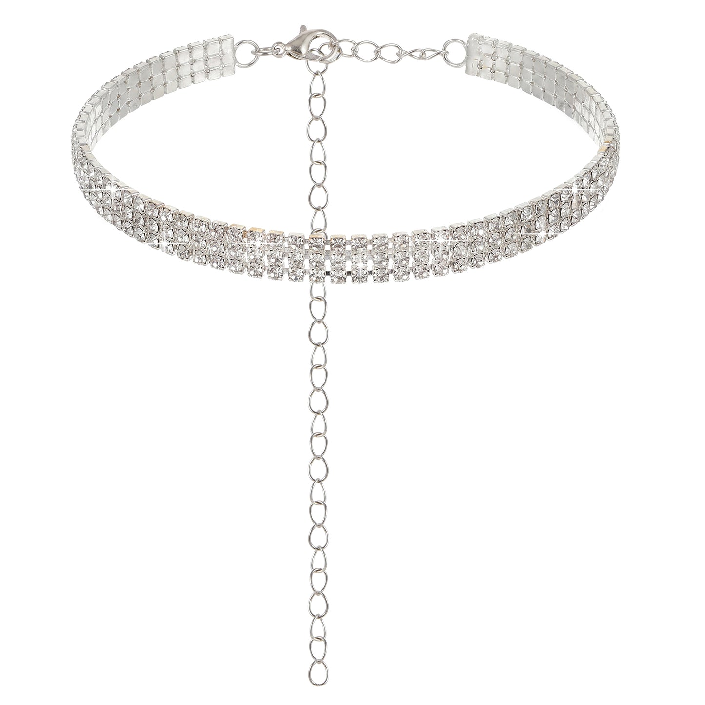 Shimmeroo Rhinestone Choker Necklaces for Women,Silver Choker Necklace