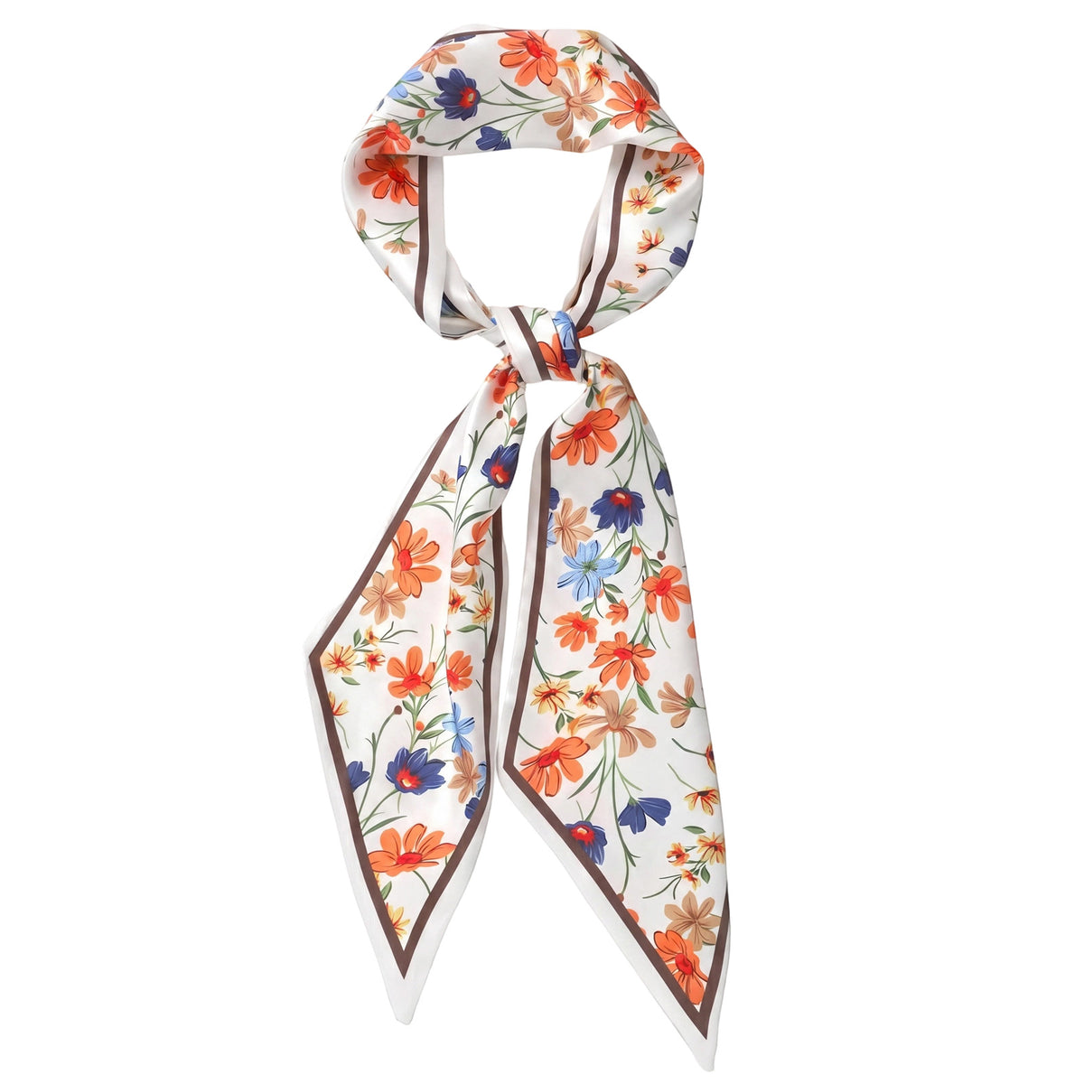Ymapinc Silk Scarf for Purse, 114 x 13.5 cm Flower Printed Western Scarf Belt, Soft Bandana for Handbags Tote Bag, Fashion Hair Neck Accessory