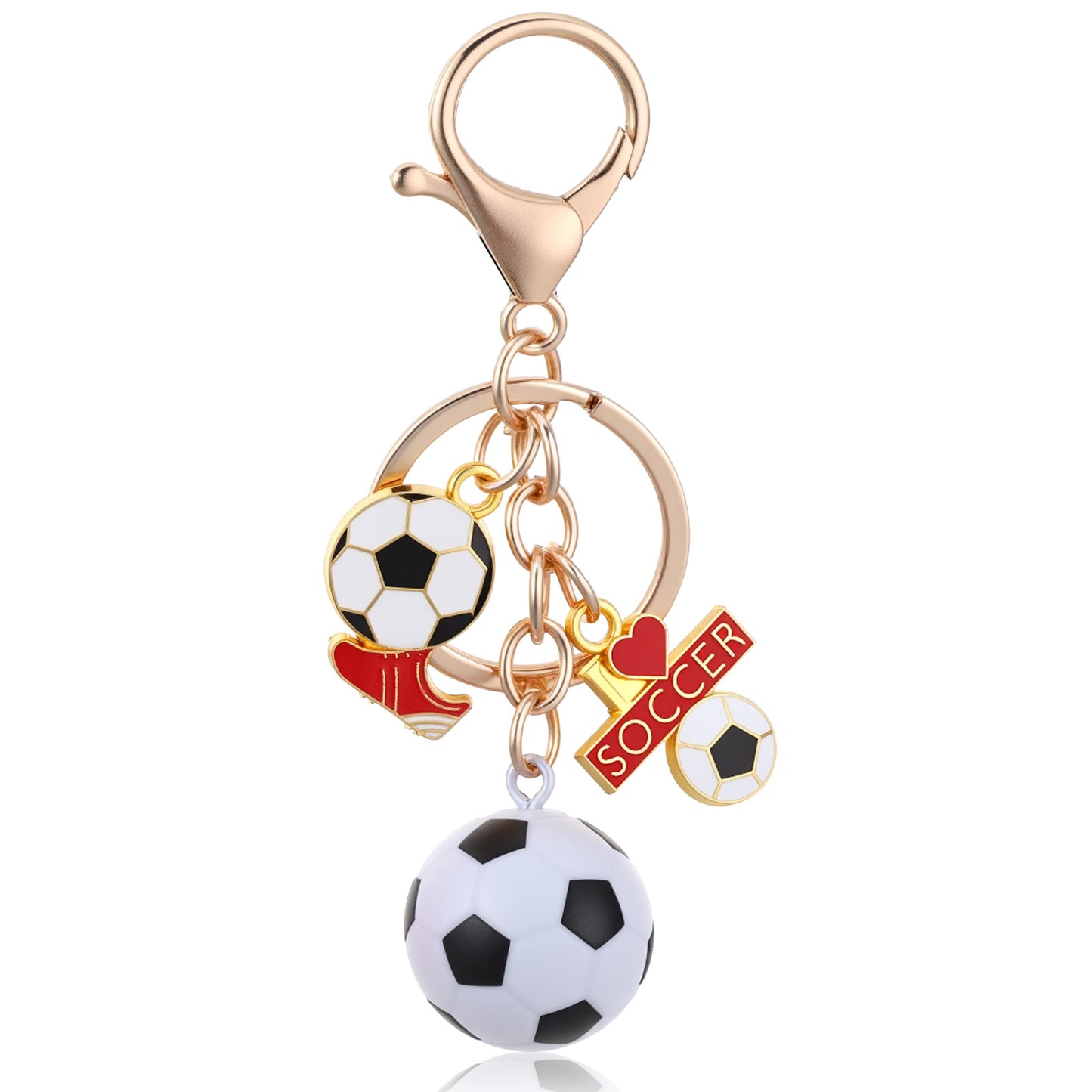 Mabor 3D Soccer Ball Keychain, Black White Football Charm for Backpack Keys Accessories Fans Gift