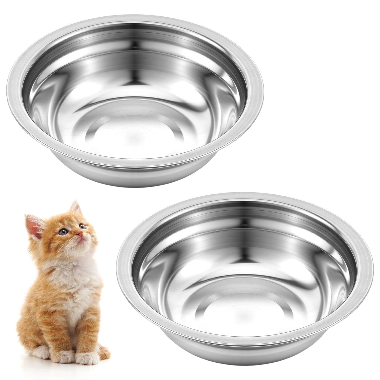 Matwsec 2 PCS 5 Inch Stainless Steel Dog Bowls Small Metal Dog Food Bowls for Food and Water, Kitten Puppy Medium Small Dogs and Cats