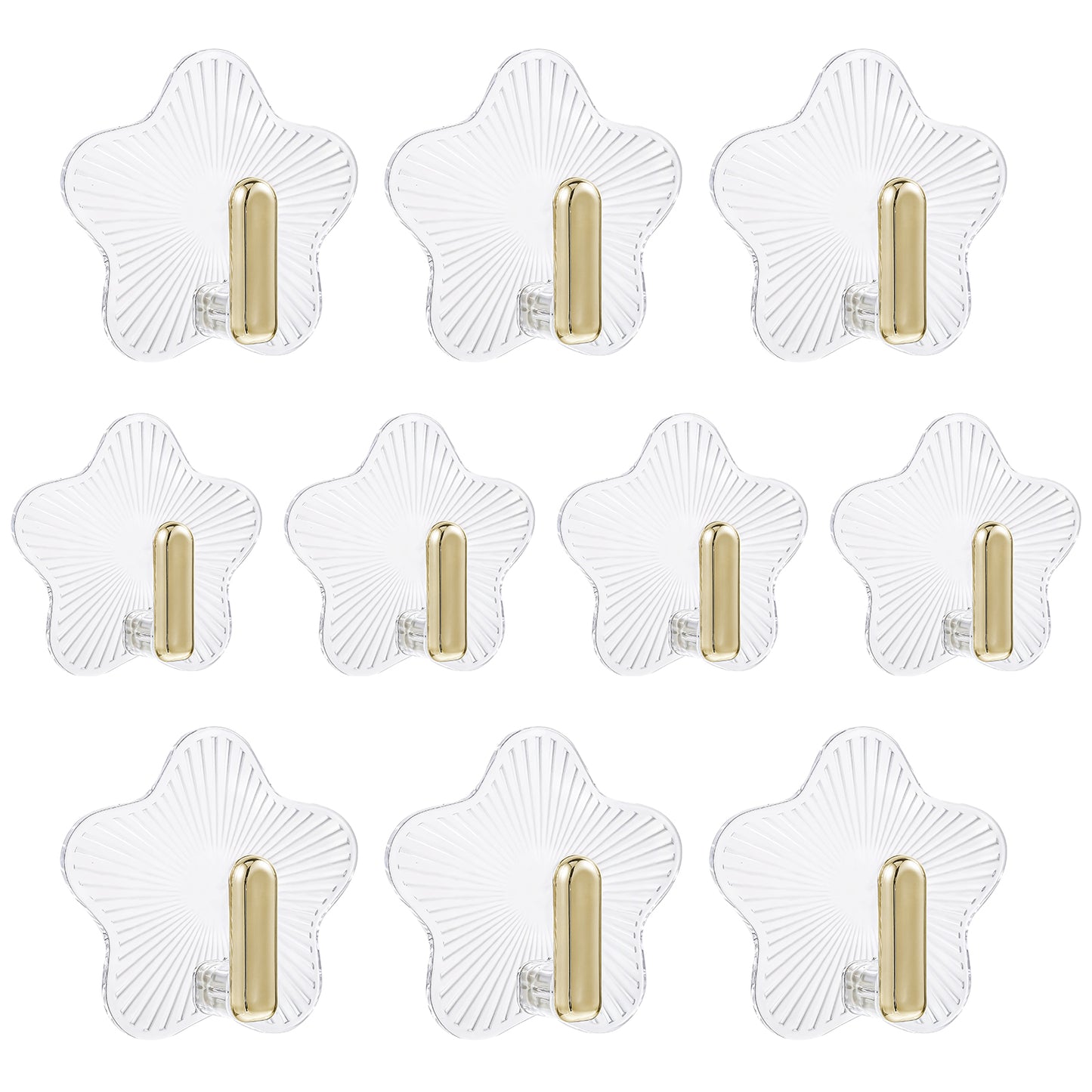 Ymapinc 10 Pack Self Adhesive Wall Hooks, Star Shaped Clear Self Adhesive Wall Hangers Without Nails for Bathrooms Home Kitchen Office Purse Hanger Waterproof
