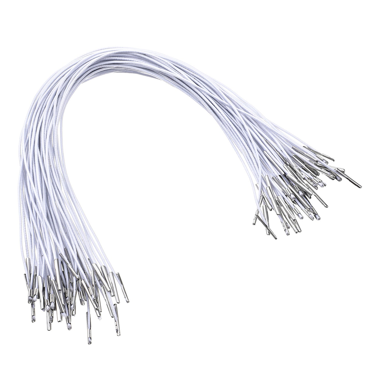 50Pcs Elastic Cords with Metal Ends, Elastic Barbed Cords Loop Stretch Round String with Metal Ends, Lanyard Soft Cord Bands for Hat Mask Extender DIY Crafts, Paper Hats, and More