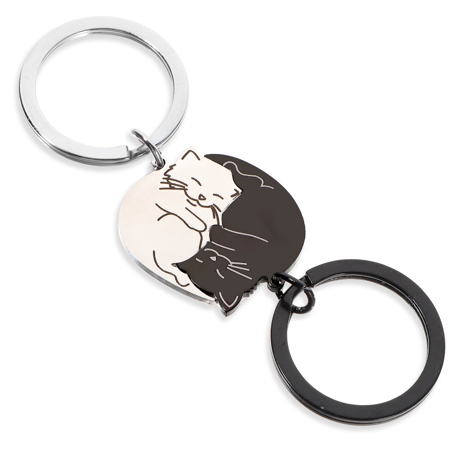 Mabor Couple Gift Cat Keychain Cute Valentine's Day Gift for Girlfriend Boyfriend Him Her Cat Friend Husband Wife Cat Matching Gift Couple Stuff for Christmas Birthday Heart Keychain