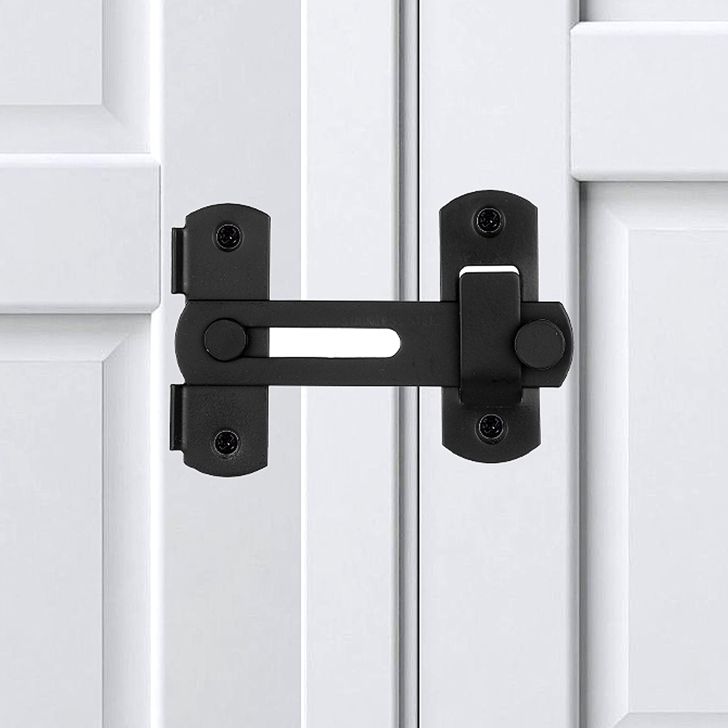 Ymapinc Flip Locks for Inside Door - Pet Door Latch Sliding Barn Door Lock Flip Sliding Barn Door Lock for Privacy Bathroom Outdoor Garage Window Black Stainless Steel, 1pcs