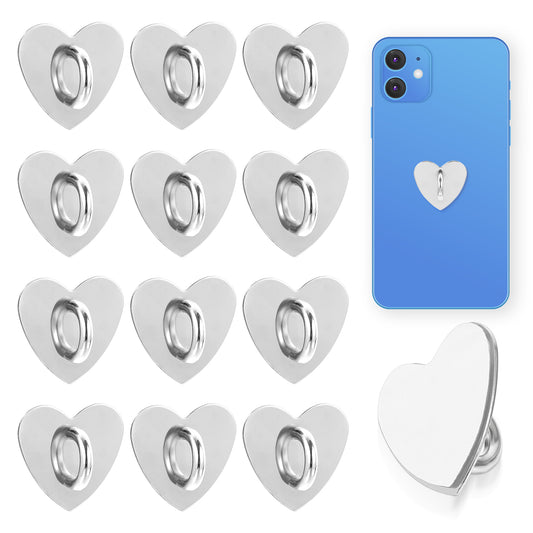 Ymapinc 12pcs Phone Charm Hook, Cute Phone Accessories Heart Ring Self-Adhesive Finger Loop for Cell Case Charms small Holder Finger Grip Gripper Heart