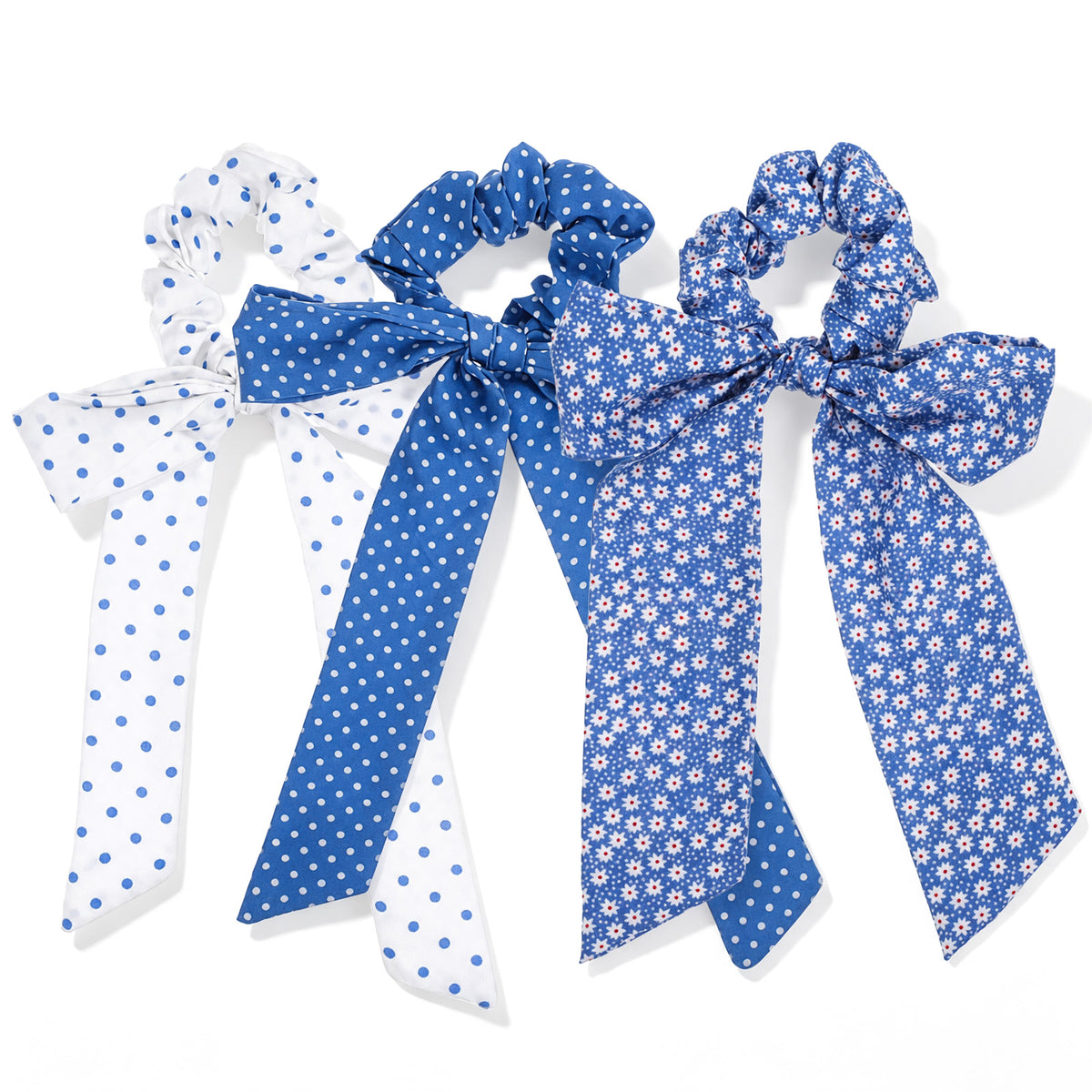 3 Pack Hair Scrunchies with Bow Ribbon Scarf Women