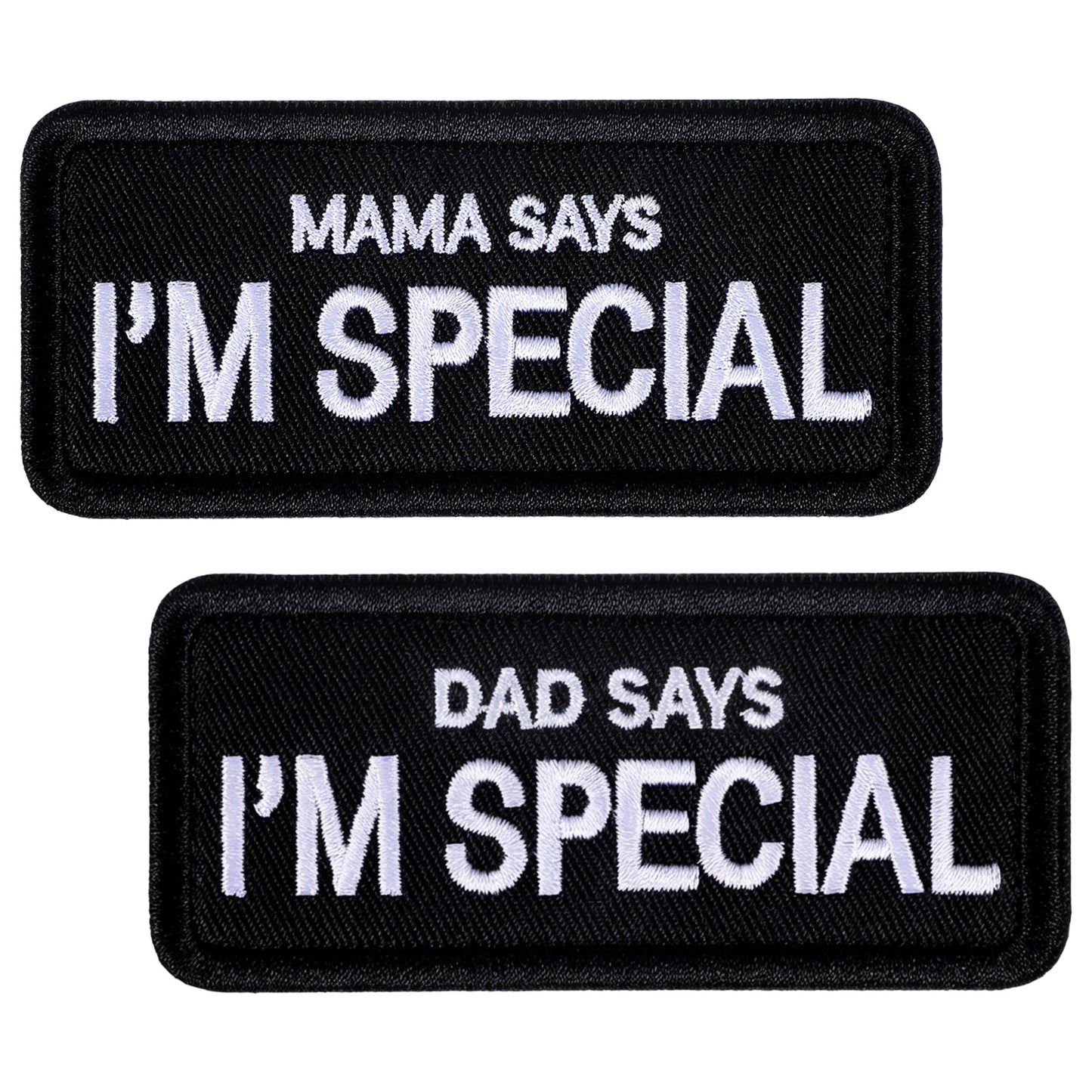 Shimmeroo 2PCS Dog Patches for Harness,Removable Dog Vest Patches Dad Says I'm Special Patch for Vest Backpacks Clothing Jeans Hat