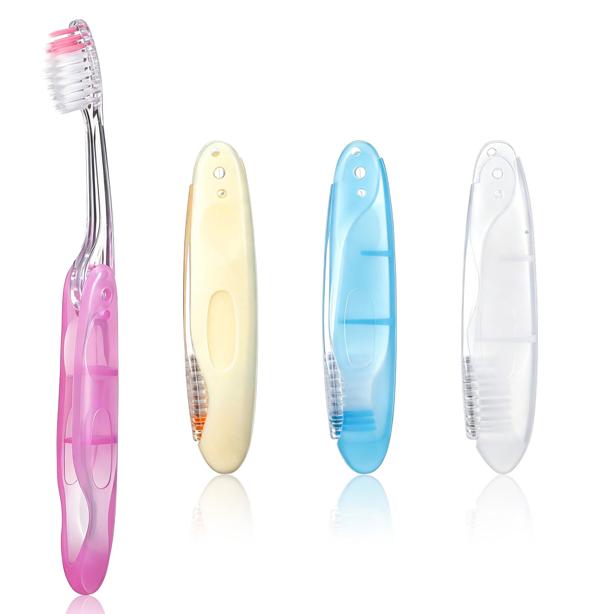 Chsoejuf 4PCS Foldable Travel Toothbrush Soft Bristles Camping Hiking Kit