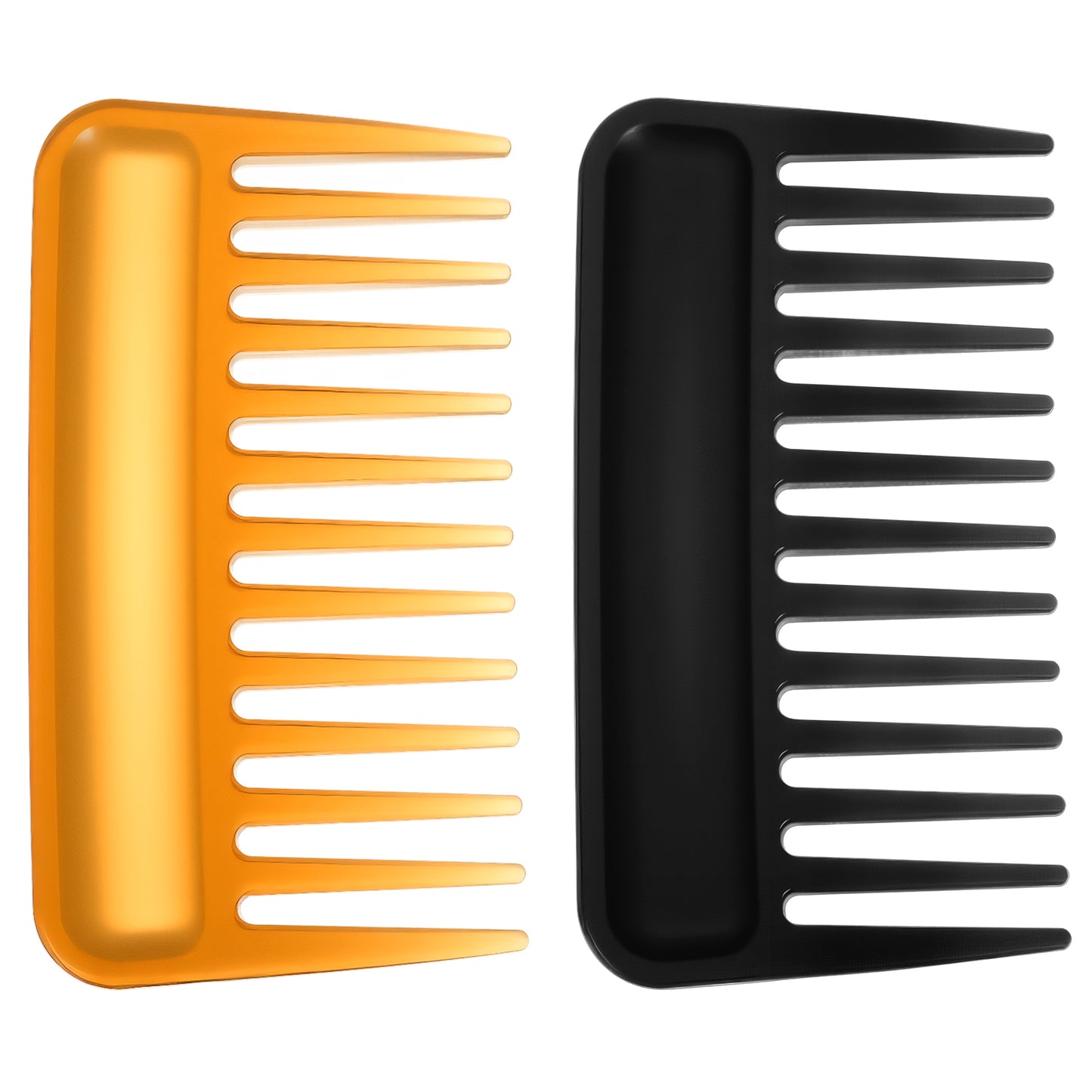 Mabor 2Pcs Mini Wide Tooth Comb, Small Travel Detangling Comb Pocket Hair Combs Portable Thick/Curly Hair Styling Combs for Women Men, Yellow & Black, No Handle