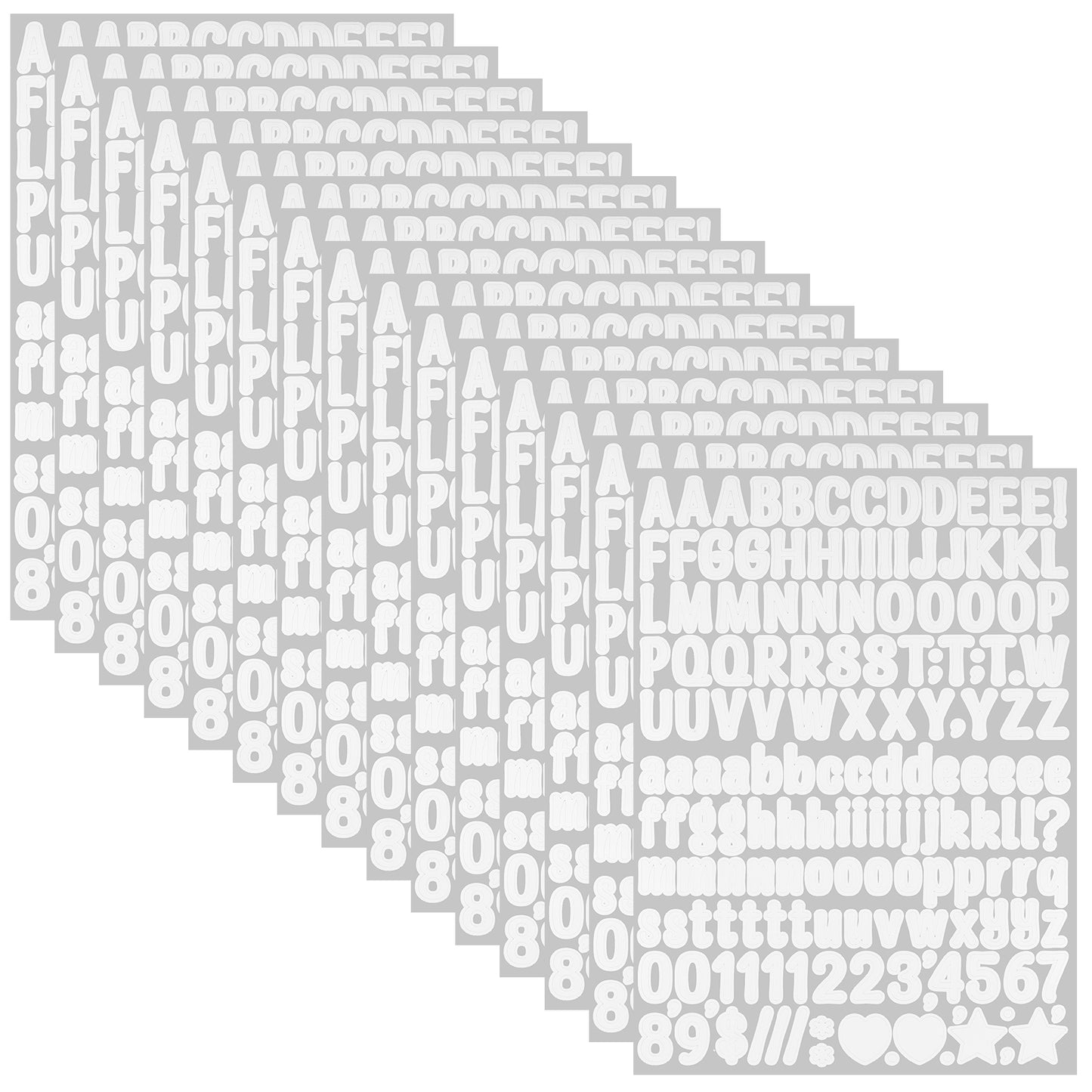 15 Sheet Letter Stickers, 1/2 Inch White Waterproof Vinyl Letter Stickers Alphabet Number Stickers for Arts Crafts Outdoor Sign Wall Mailbox Windows Doors Car Poster Board