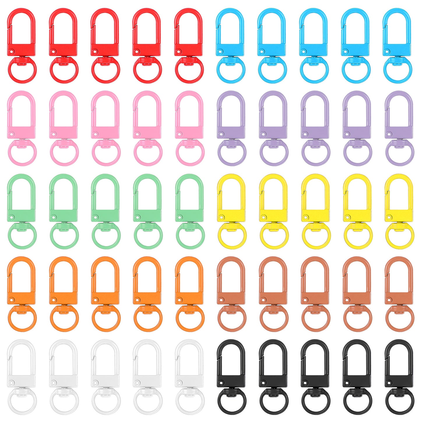 Matwsec 50 Pcs Colorful Metal Lobster Claw Clasps, Lanyard Swivel Snap Hooks, Heavy Duty Key Chain Hooks Small Lobster Clasp for Jewelry Making, Backpack Charms, Zipper Pulls, DIY Keychain Supplies