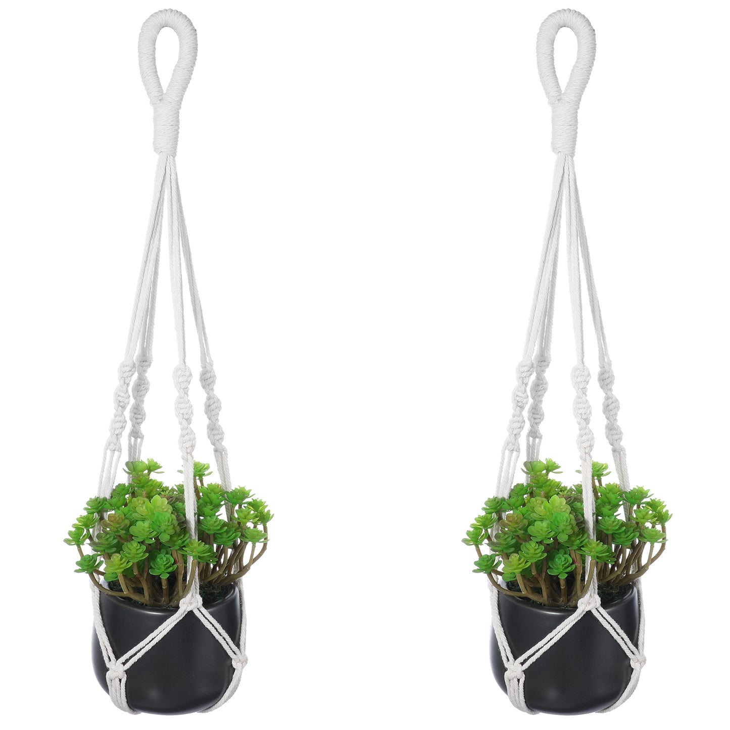 Nogeqi 2 Pcs Macrame Plant Hanger, 23 Inch Crochet Hanging Plant Holder, Small Hanging Planters for Indoor Plants, Flower Pots Holder for Boho Home Decor