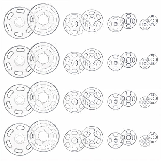 Ymapinc 100Pcs Clear Plastic Snaps for Sewing, Transparent Snaps Shirt Buttons Round Sew on Fasteners for Clothes Pants Backpacks Shirts Jackets Suits Jeans Uniforms Coats
