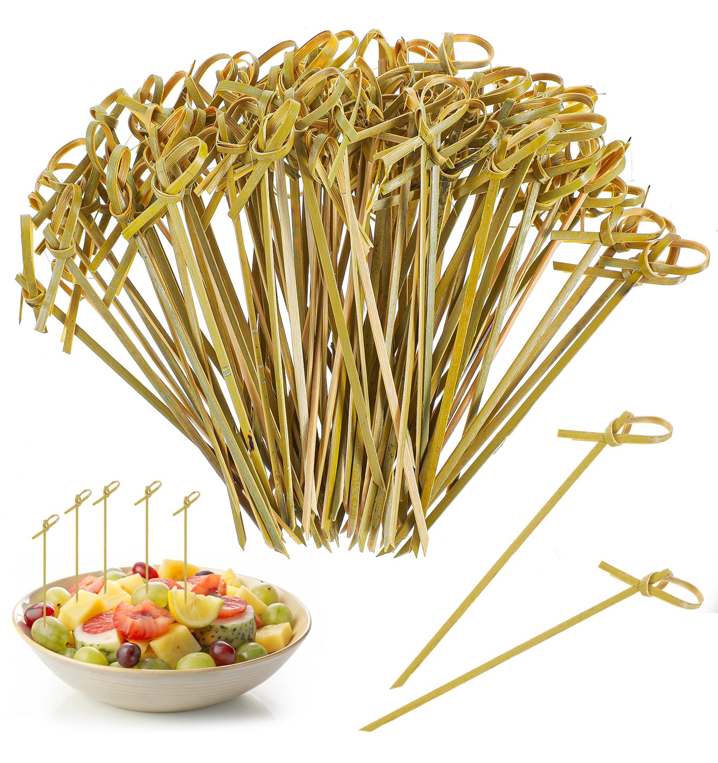 100Pcs Cocktail Sticks Bamboo Cocktails Skewers 4 Inch Cocktail Toothpicks for Drinks, Fruits Appetizers Sandwiches Snacks