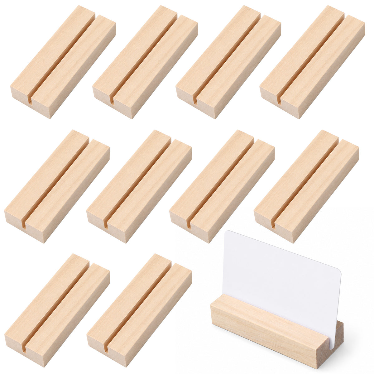 Ymapinc 10pcs Wooden Place Card Holders, Wood Table Number Stands