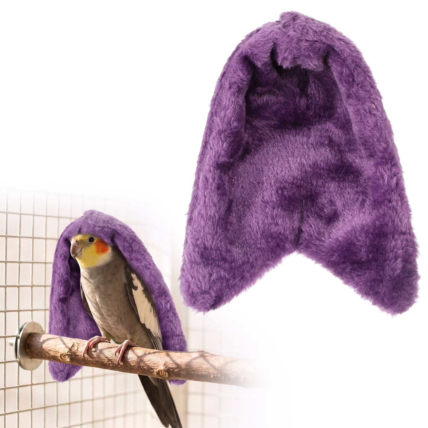 RAHHLIZS 1pcs Purple bird blanket for Cage, Cozy bird bed Soft Plush Corner Fleece, bird hammock for Parakeet Cockatiel Lovebirds, Warm Parrot House Shelter Hanging Nest Toy (Medium 15x22cm)