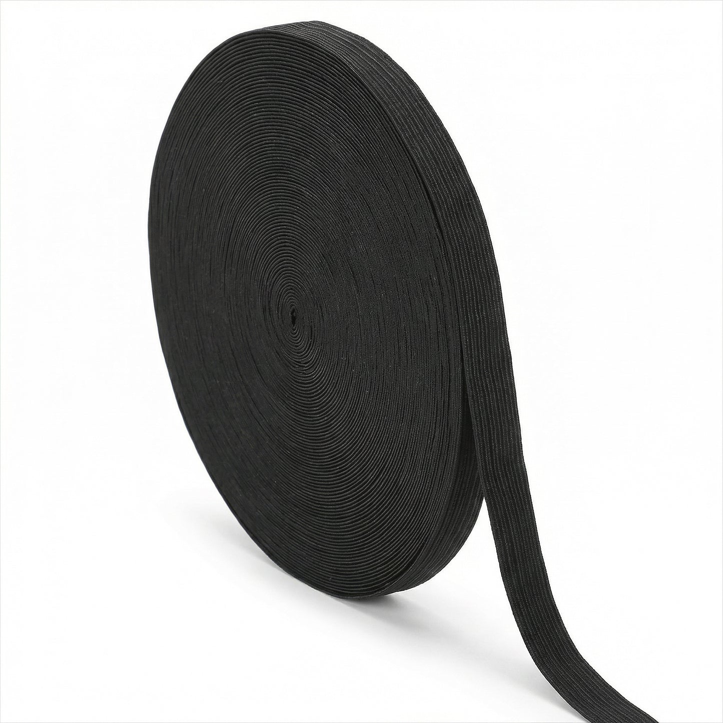 Matwsec 1 Roll Wide Flat Elastic Band for Sewing, 1cm Thick Stretch Ribbon for Waistband, Headbands, Trousers, Crafts (Black)