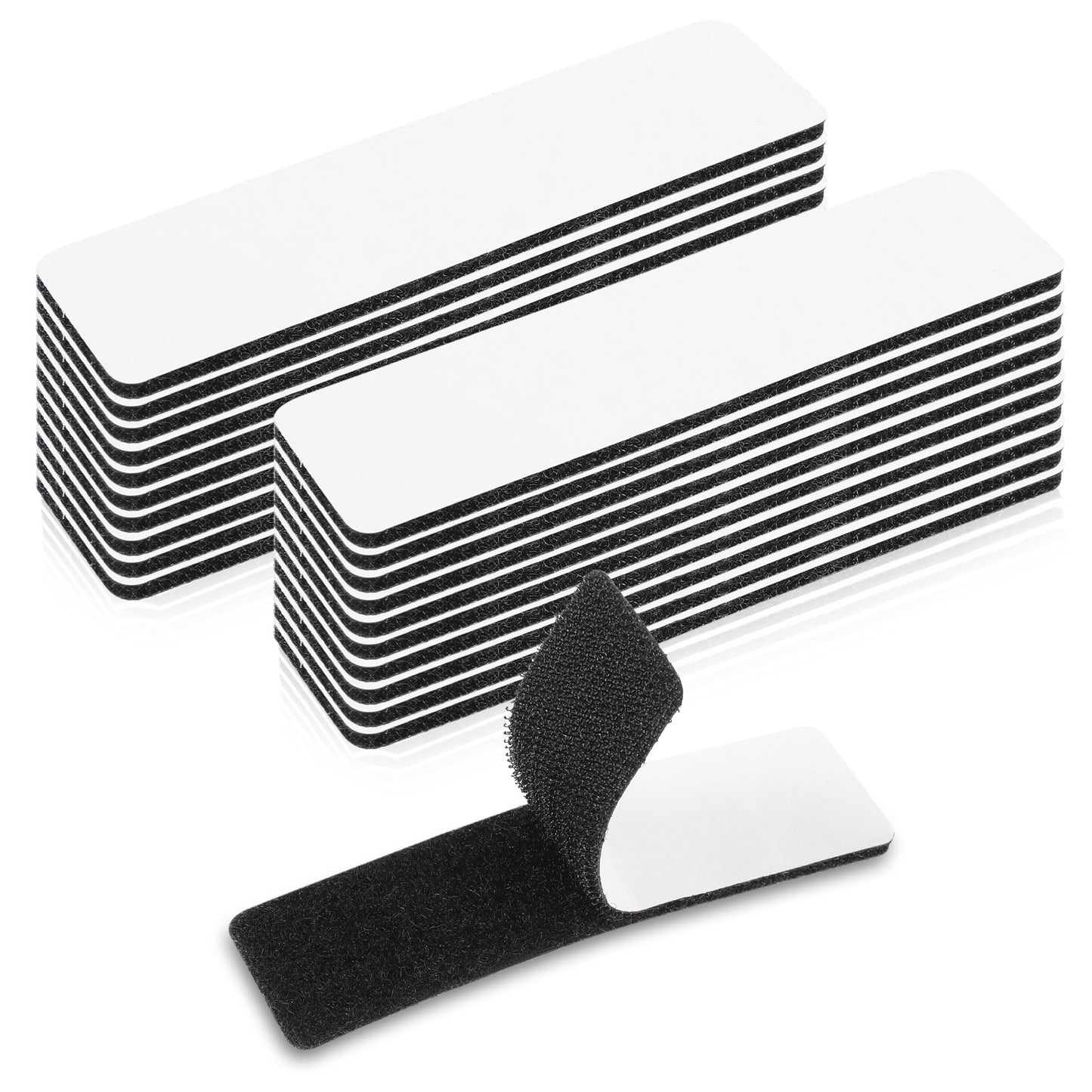 Mabor 20 Sets Hook and Loop Strips with Adhesive, 1" x 4" Picture Hanging Strips Heavy Duty Double Sided Sticky Hook and Loop Tape Black Back Fasteners for Indoor Outdoor