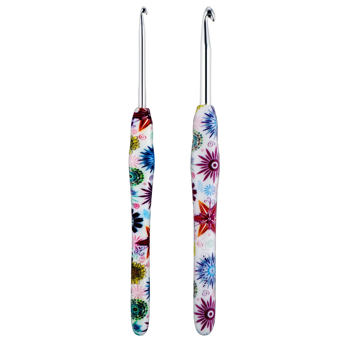 Ouligay 2Pcs Crochet Hook 5mm 3.25mm Aluminum Soft Grip Rubber Crochet Hooks for Arthritic Hands Extra Long Ergonomic Handle Knitting Crochet Needle for Beginners and Professionals