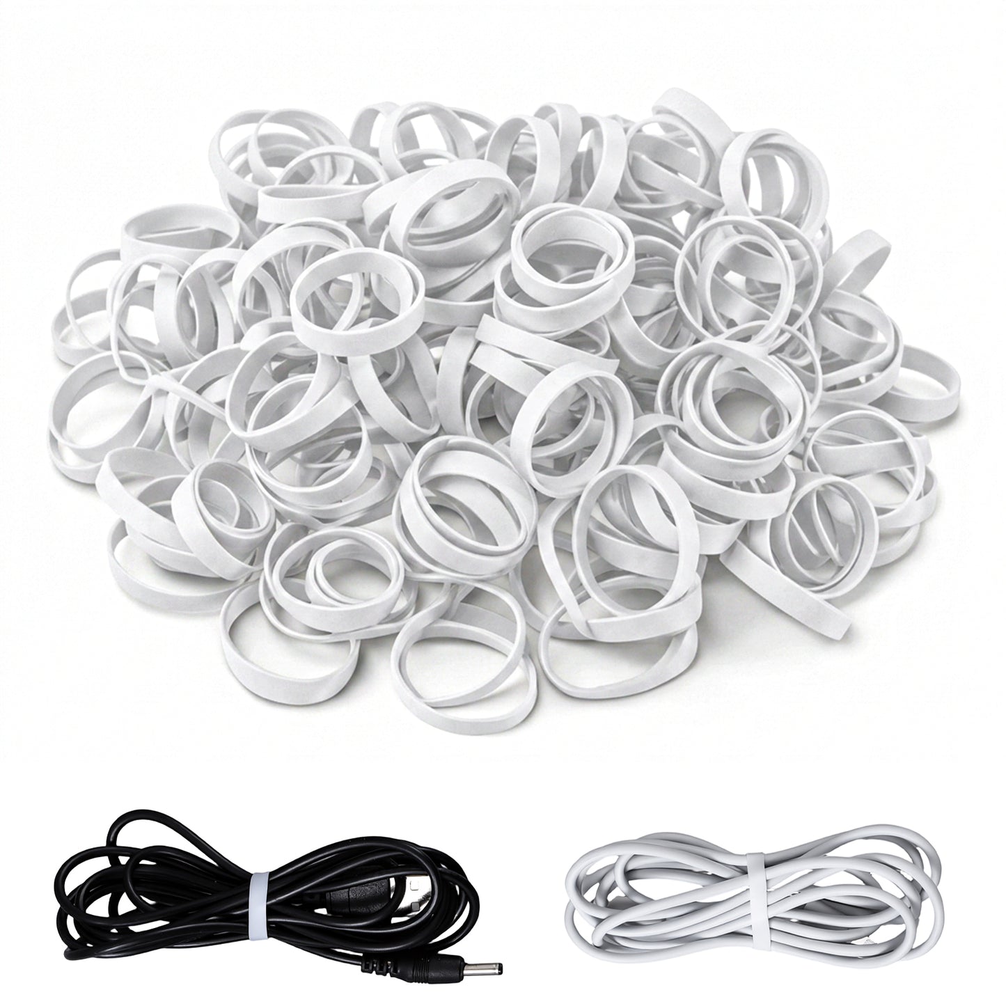200 PCS White Silicone Rubber Bands 0.6 Inches Elastic Rubber Bands Strong Round Rubberbands Heavy Duty Non-slip Silicone Band for Wire Cord Cable School Home or Office Elasticity Coil Ring