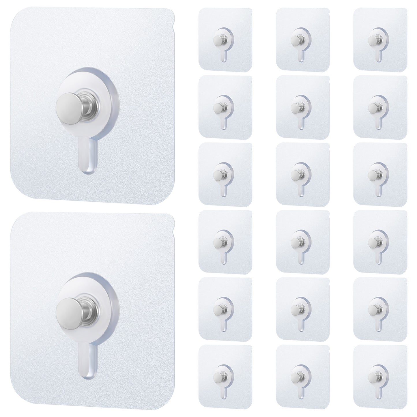 20 Pcs Wall Hooks for Hanging Adhesive Wall Hooks Wall Hangers Without Nails Reusable Adhesive Wall Hooks Transparent Waterproof Picture Hangers Heavy Duty for Wall Mount Kitchen Bathroom Home
