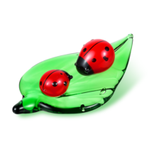 Ymapinc Tiny 1.9" Long Ladybug Figurine, Hand Blown Glass Animal Figurines Colorful Crystal Ladybug Insect Decorative Collectible Tiny Animal Figurines Gifts