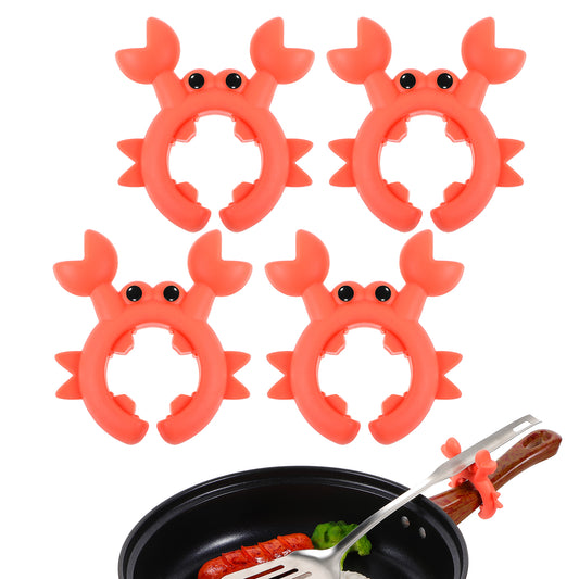 Ymapinc Cute Crab Spoon Holder for Pot, 4pcs Red Silicone Spoon Rest, Universal Crab Utensil Holder, Anti-Scalding and Overflow Kitchen Gadgets, Cute Crab Shaped Spatula Rack