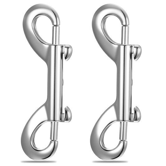 Tyqour 2 Pcs Double Ended Snaps Silver Bolt Snap Hooks for Pet Dog Leash, Water Bucket Hooks, Key Holder Home Farm Other Indoor and Outdoor