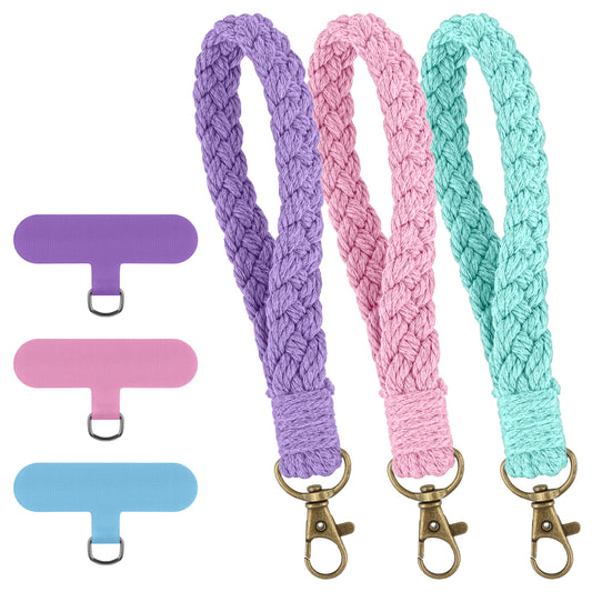 Ymapinc 3 Pack Phone Wrist Strap, Colorful Phone Lanyard Bracelet with Universal Patch, Wristlet Keychain for Smartphones – Compatible with 4-6.7 Inch Full-Coverage Cases