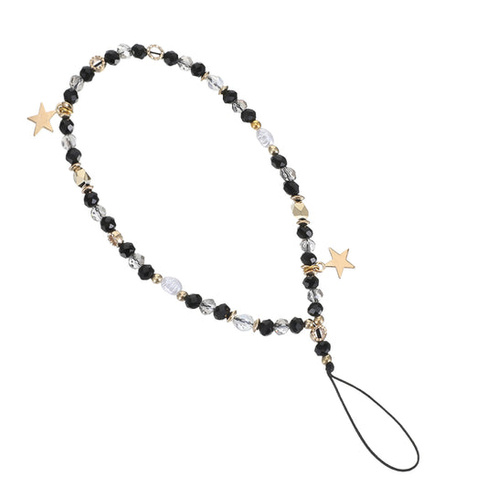 Ymapinc Black Beaded Phone Wrist Strap, Handmade Kawaii Cell Phone Key Chain Charm Jewelry for Women Mobile Lanyard