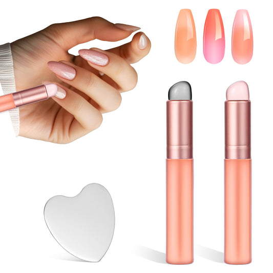 3 pcs Silicone Nail Brush Set, Nail Brushes with Love Palette for Nails Art for Gel Reusable Art Tools for Ombre, Chrome, French Nails for DIY