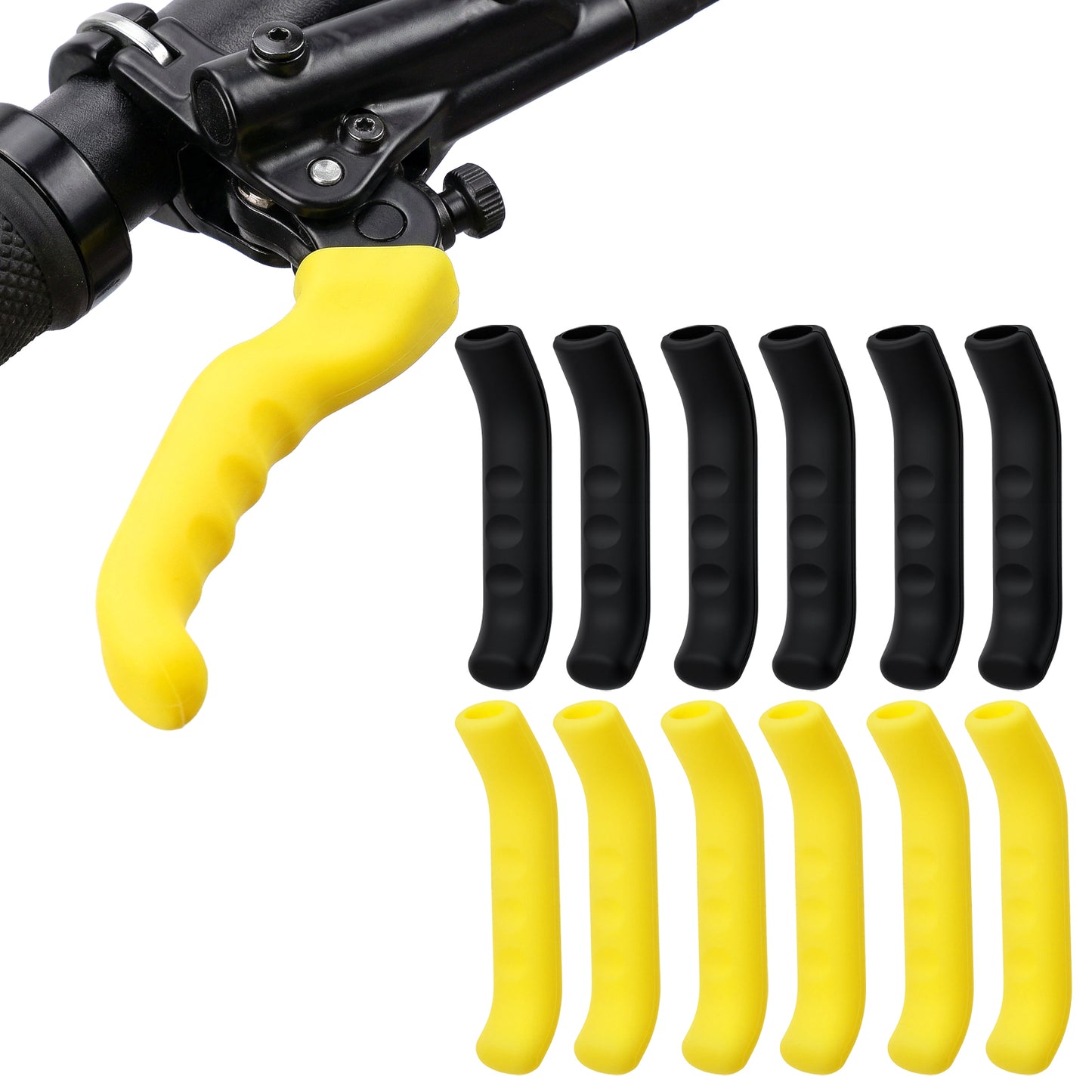 Bremorou 6 Pairs Bicycle Brake Levers Sleeve Silicone Gel Anti-Slip Brake Handle Protection Cover Universal Shockproof Grip Protector Cover for Bicycle Cycling Road Mountain Bikes Black Yellow