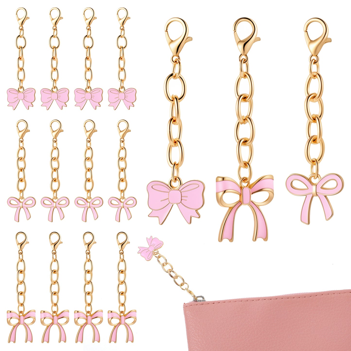 Chsoejuf 15PCS Pink Bow Keychain Cute Party Favors for Women Teen Girls