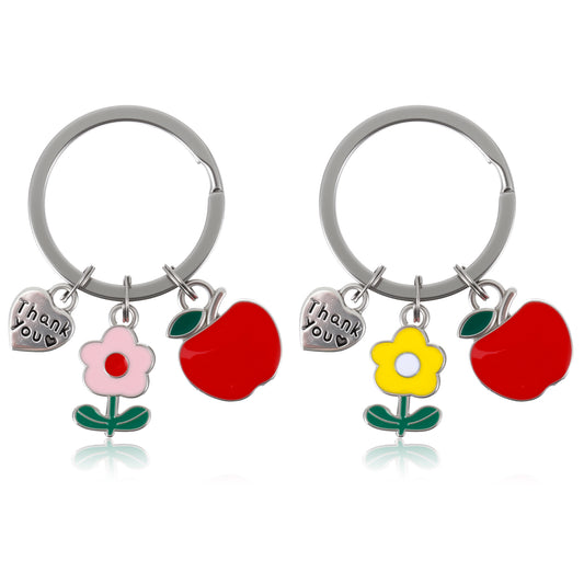 Tyqour 2pcs Teacher Gifts for Women, Thank You Teachers Flower Keychain, Teachers Appreciation Gifts for Best Teacher Assistant Birthday Graduation Leaving Going Away Retirement