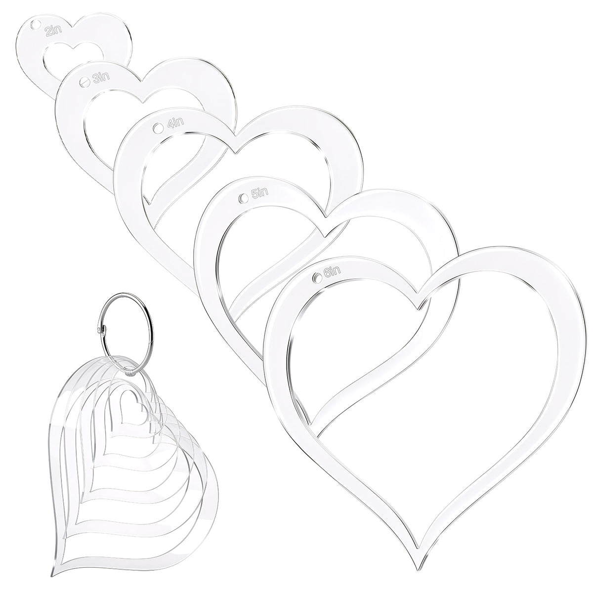 Matwsec 5 pcs Quilting Templates Set Acrylic Heart Template Sewing Stencil