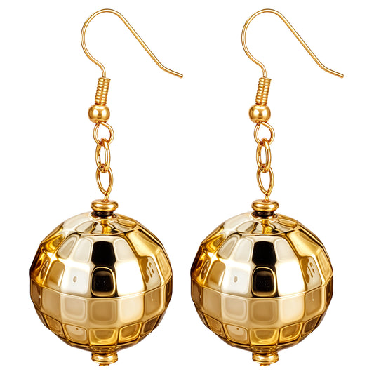 Ymapinc Disco Ball Earrings 70s outfits for Women,Shiny Mirrorball Earring, Lightweight for Dating Party Concert Costume (9.4g golden CCB & Zinc Alloy)