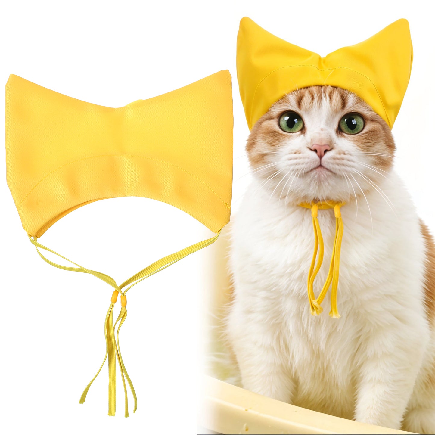 Pet Shower Cap, Cat Shower Caps, Waterproof Bath Cap, Adjustable Strap And Cute Ears, Cat Ear Covers for Bath for House Cats Small Dogs Puppy Grooming Accessories (Yellow)