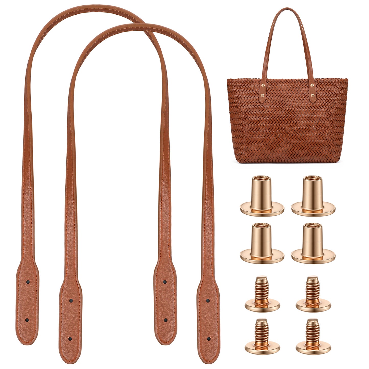 2pcs PU Leather Purse Bag Handles, Purse Strap Mount Handbag Straps for Purses DIY Shoulder Bags Wallet
