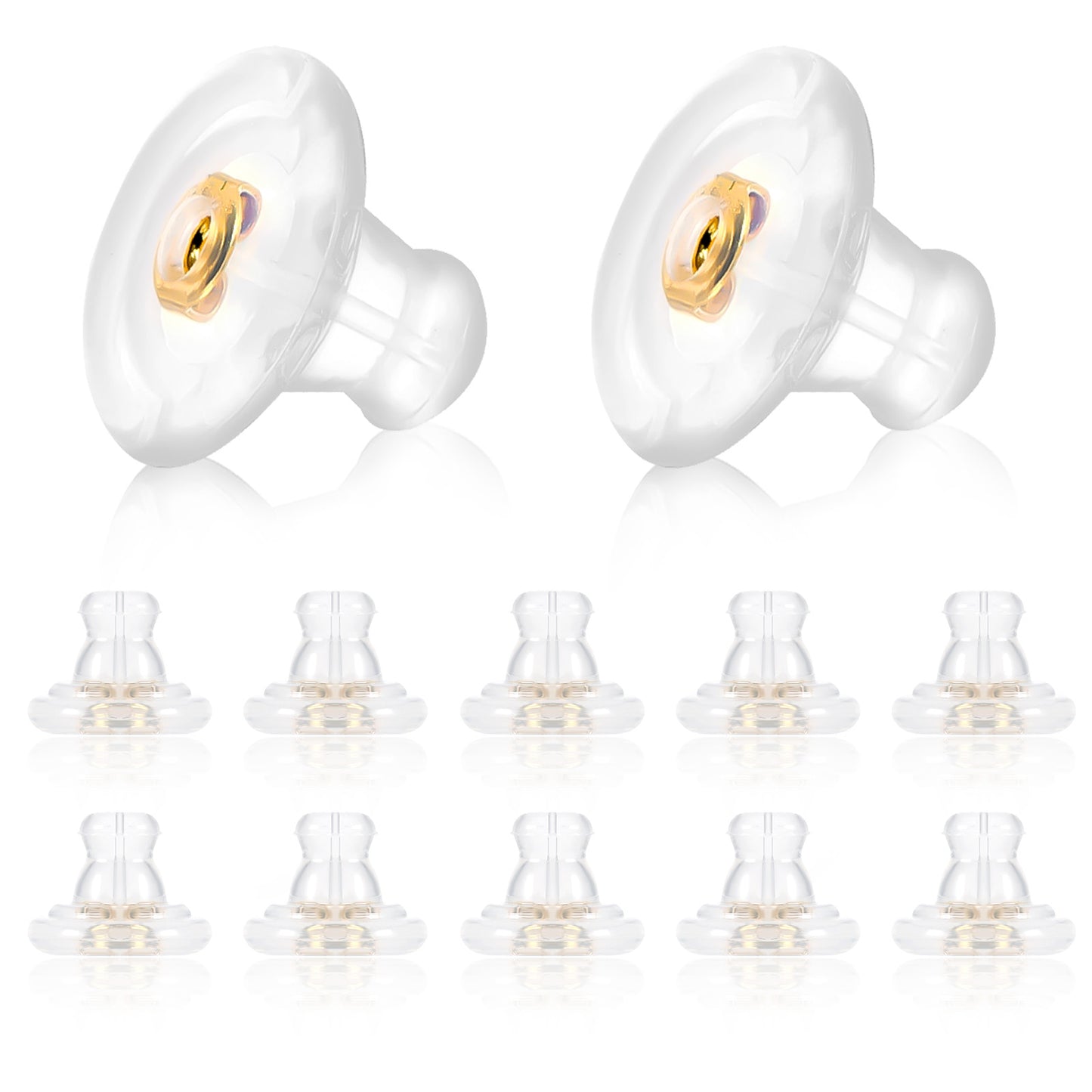 Mabor 12PCS Silicone Earring Backs for Studs - Secure Flat Backs for Sensitive & Droopy Ears