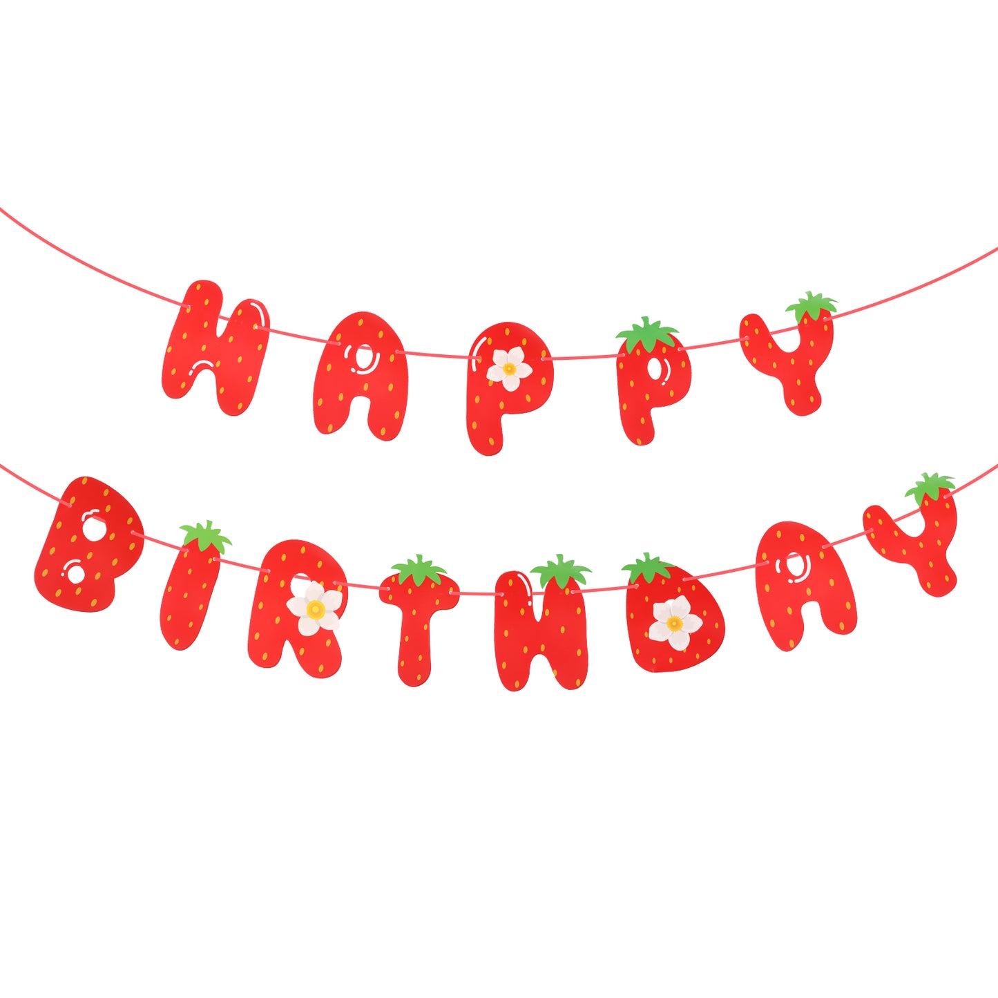 Tyqour 1Pcs Strawberry Happy Birthday Banner, Strawberry Birthday Decorations, Berry Sweet Girl Party Decor, Strawberry Backdrop Dessert Table Photo Banner Supplies for Birthday Party Hanging Decorati