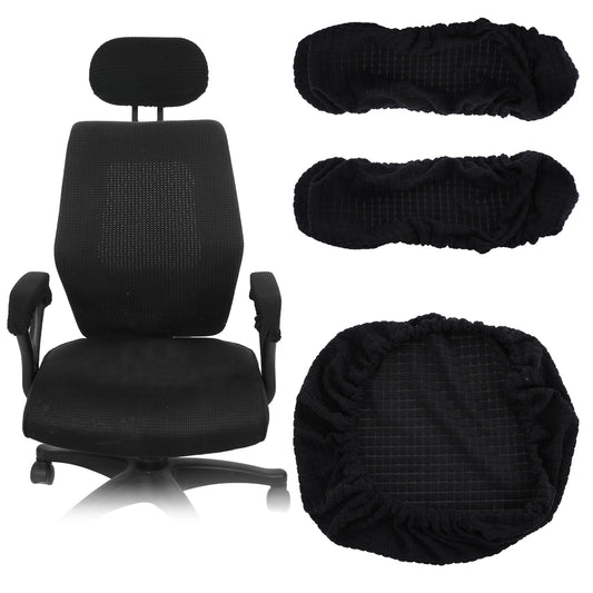 Teaaha 3 PCS Office Chair Arm Covers, Elastic Chair Armrest Covers for Recliners Elastic Armrest Slipcover Pads, Removable Arm Rest Protectors for Desk Chairs, Black
