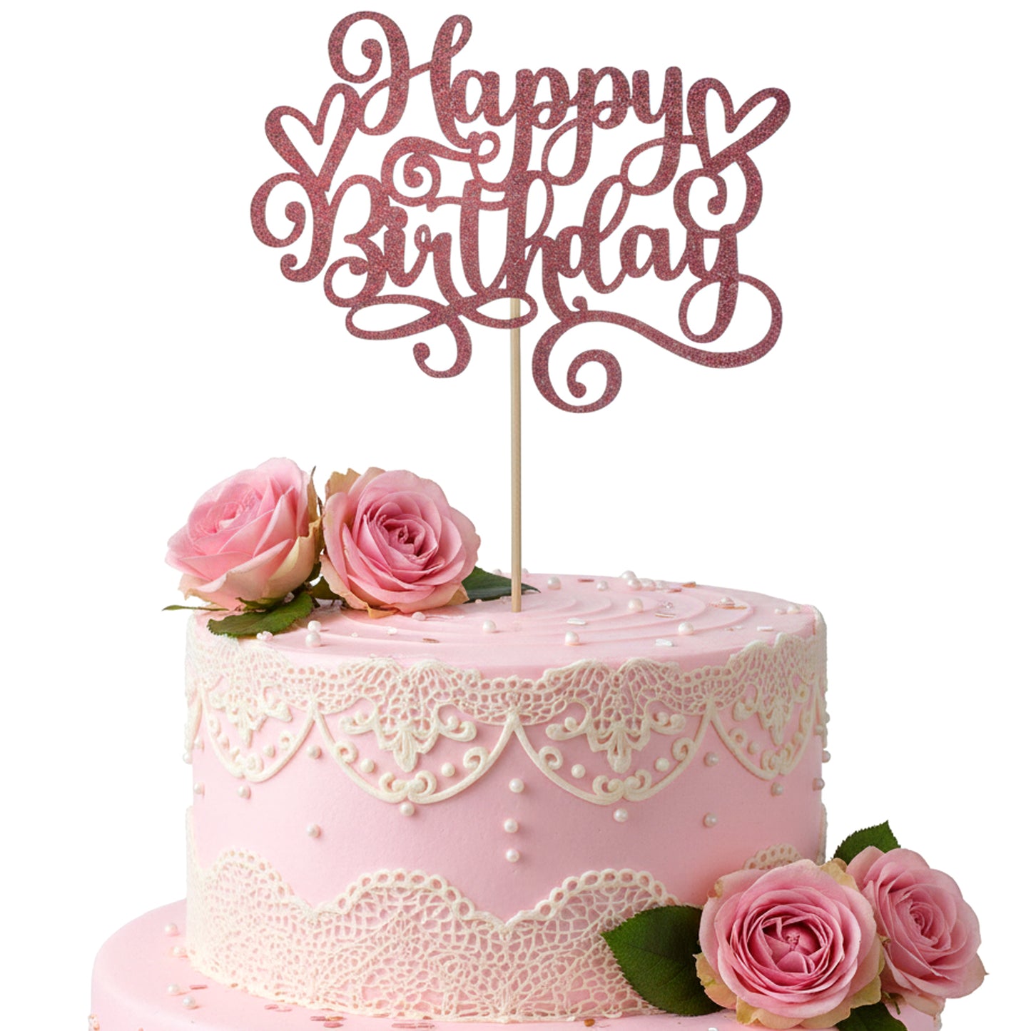 Shimmeroo 1Pcs Birthday Cake Topper,Glitter Happy Birthday Topper for Cake Decor for Celebrating Anniversary Party Supplies