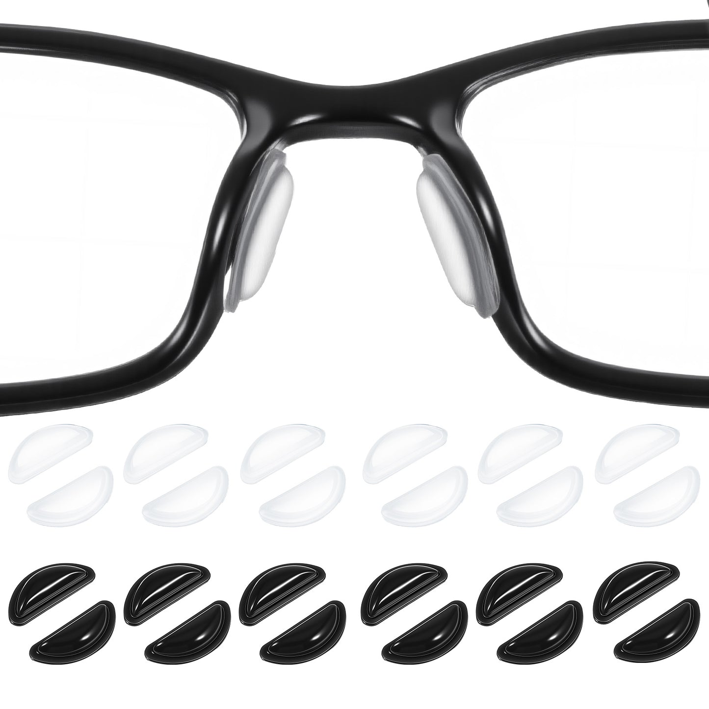 12 Pairs Glasses Nose Pads Silicone Nose Pads for Glasses Stick on D Shape Stick on Anti-Slip Soft Silicone, Adhesive Noses Cushions for Sunglasses Eyeglasses, Transparent Nosepads Protector
