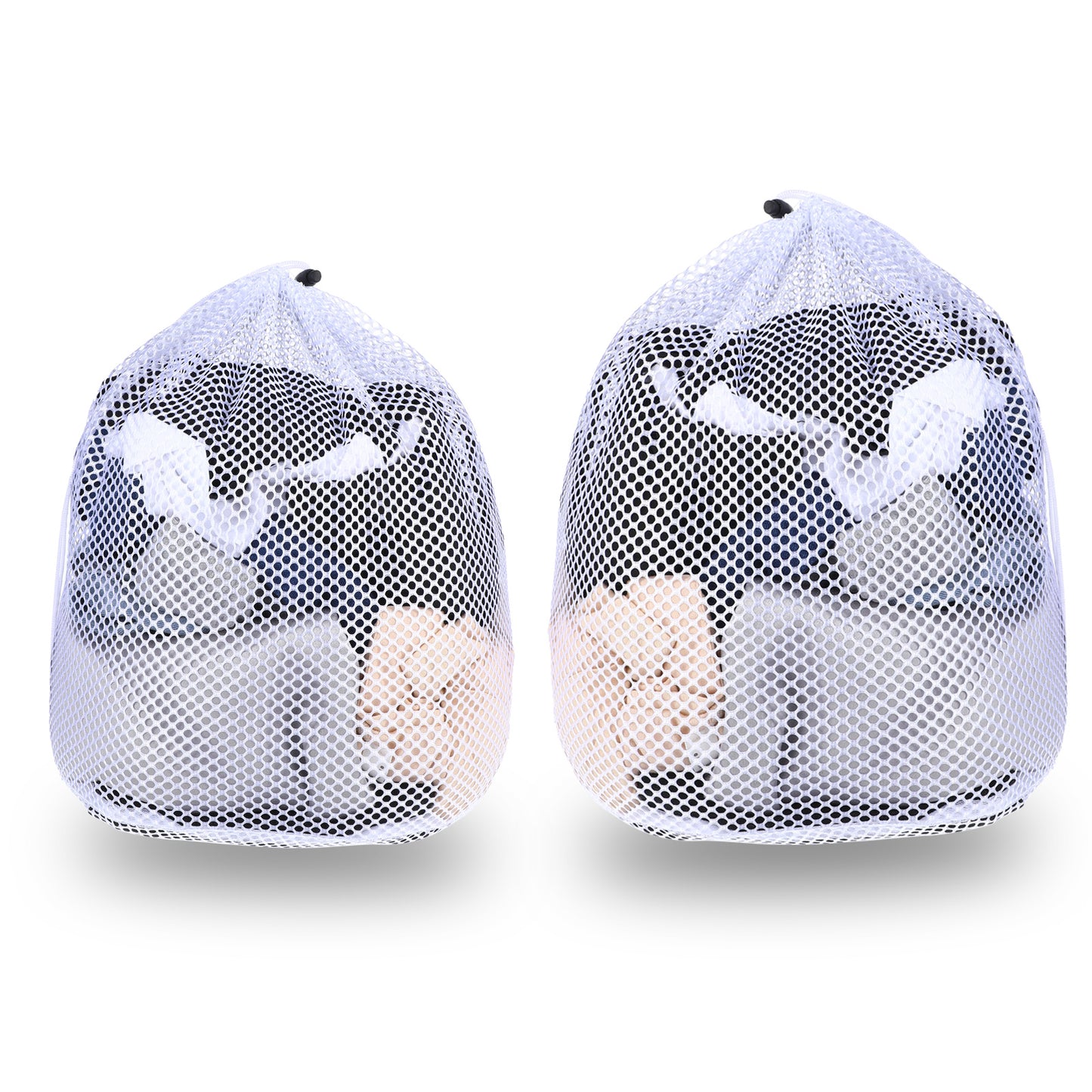 Nogeqi 2pcs Washing Machine Bags Laundry Mesh Bags for Delicates Drawstring Design Mesh Bag for Laundry Washing Bag for Home Dorm Hotel Travel Use, 15.75x19.69inch,19.69x23.62inch(White)