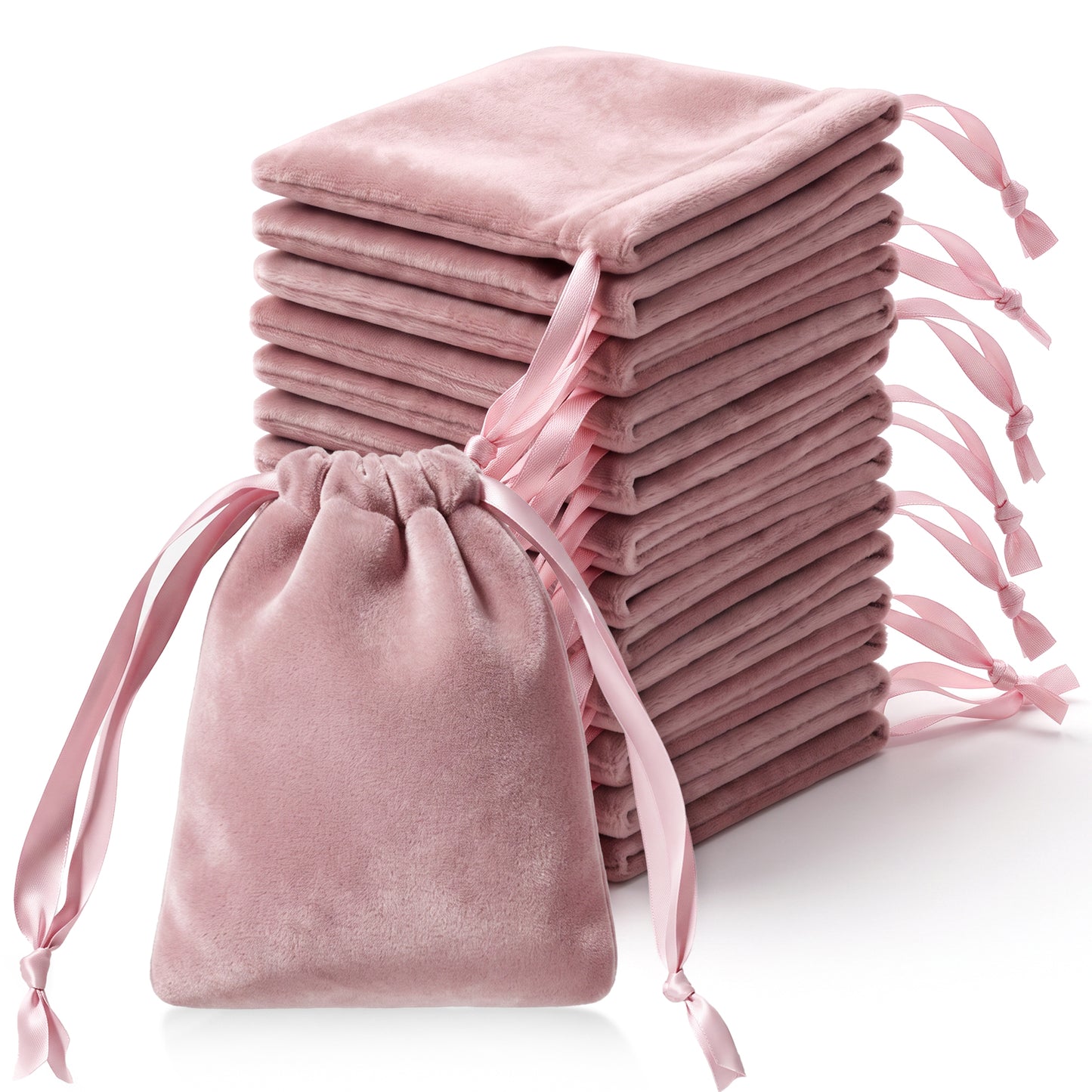 Chsoejuf 12PCS 3x4 in Small Soft Velvet Drawstring Jewelry Bags Pouch(Pink)