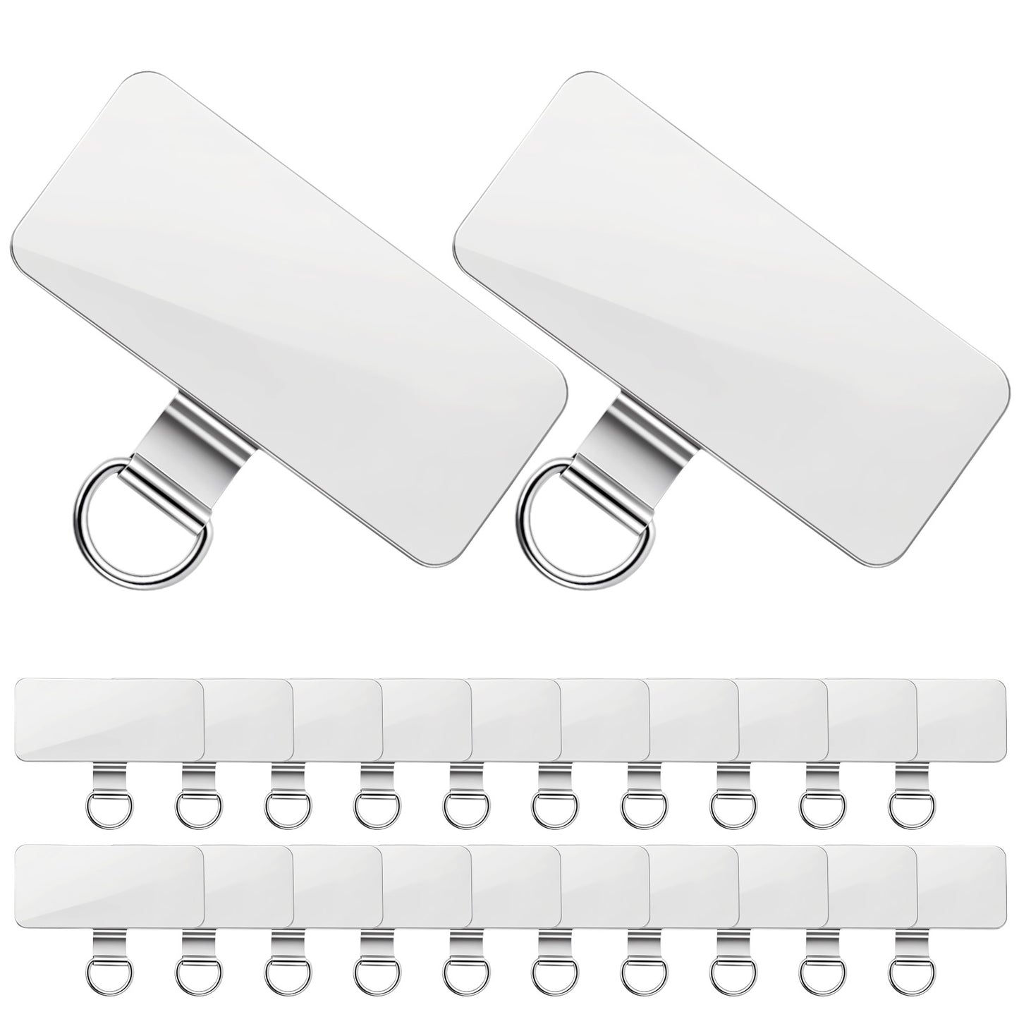 Bremorou 20 Pack Phone Tether Tabs For Lanyard & Strap, Metal Lanyard Patch & Strap Adapter Heavy Duty Stainless Steel Waterproof, Universal Cellphone Lanyard Pad Sliver